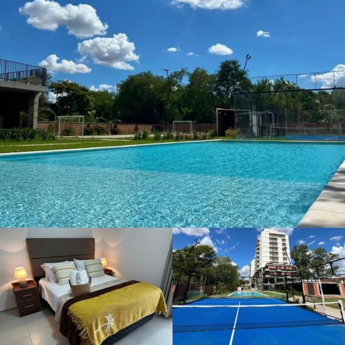 Depto con piscina y balcón a 5min del aeropuerto