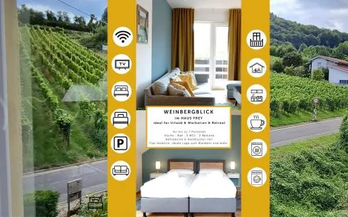 WEINBERGBLICK im Haus FREY - 3 Schlafzimmer ,Küche, 2 Bäder, 2 Balkone, Parkplatz direkt vor der Tür in Leinsweiler, Deutschland
