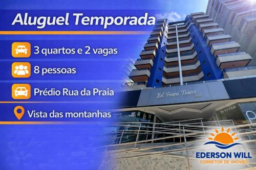 Guarapari Praia - 3 quartos na Rua da Praia varanda vista montanhas, Guarapari