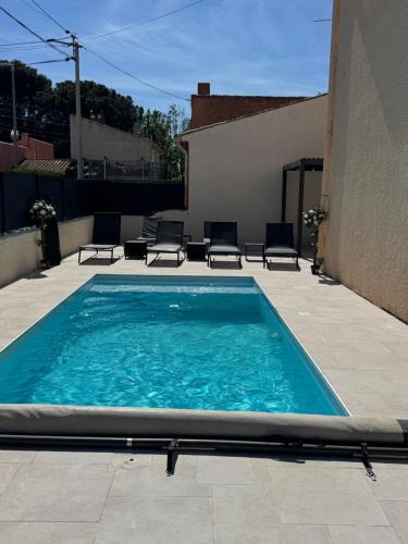 Piscine chauffée Clim WIFI 13 personnes Centre Valras-Plage