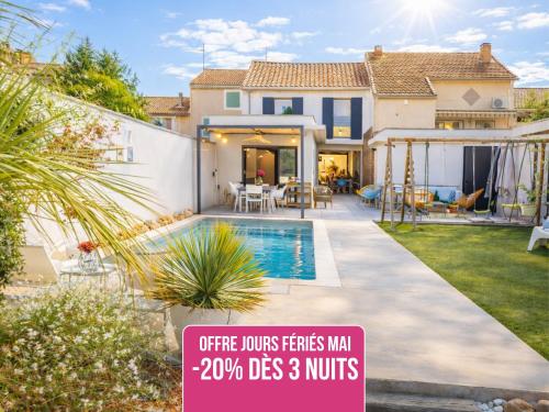 Escapade provençale - Maison familiale climatisée - Idéal Retrouvailles & Séjour oenologie - 10min Avignon & Château-neuf-du-Pape - Gare TER 5min à pied - Piscine exclusive - Jardin aménagé clos - Parking privé gratuit - Animaux admis