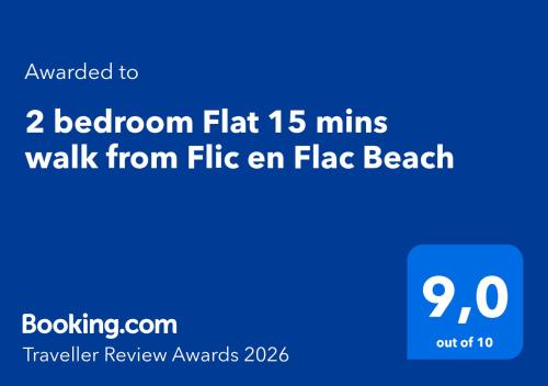 2 bedroom Flat 15 mins walk from Flic en Flac Beach