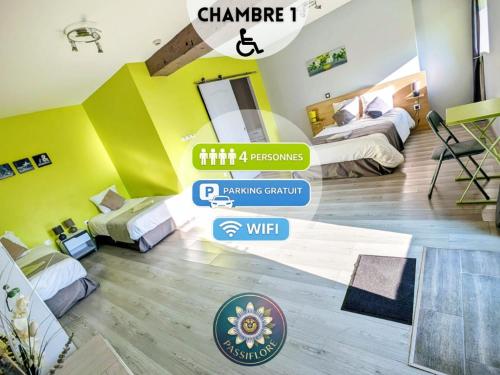 חדר שינה, Chambres 1&2 au Gîte Domaine du Luth - 20 min du Futuroscope et Aquascope (Chambres 1&2 au Gite Domaine du Luth - 20 min du Futuroscope et Aquascope) in Vouille