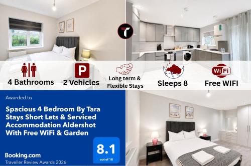 Spacious 4 Bedroom By Tara Stays Short Lets & Serviced Accommodation Aldershot With Free WiFi & Garden