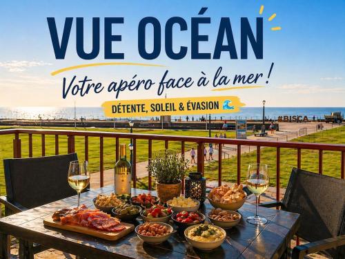 Vue ocean exceptionnelle plage a pied terrasse cosy haut de gamme pour 4 personnes avec parking prive appartement lumineux idealement situe a Biscarrosse Plage cadre privilegie sejour detente face a la mer