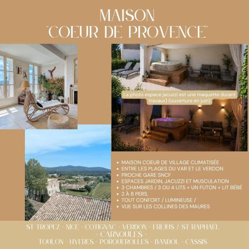 Maison Coeur de Provence, Climatisée, Jacuzzi et salle de sport gîte à louer Carnoules