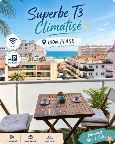 T3 Climatisé à 150m de la plage