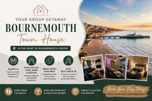 Bh2Beach House,4mins to the beach, centrally located, group stays, Bournemouth