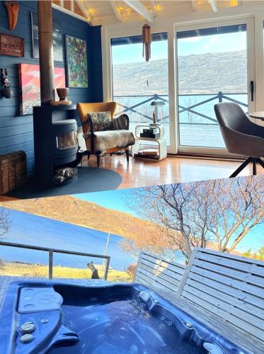 Lakefront cottage with jacuzzi in Fossatun