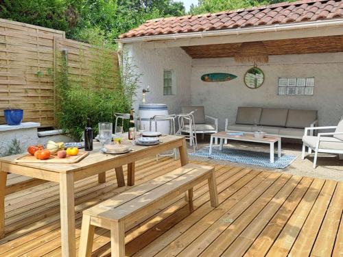 Maison 6 pers à Biscarrosse avec grande terrasse, 3 ch, jardin clos, classée 1 étoile - FR-1-877-39