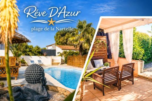 Plage de la Nartelle- Studio 20m2- Piscine partagée - parking - BBQ -calme & détente au Rêve D'Azur à quelques pas de la plage- Check-in 20h maximum