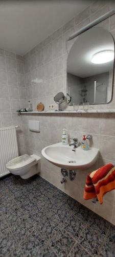 Badeværelse, Ferienwohnung Erholung am Hainich in Bischofroda