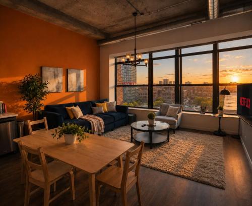 McCormick 2Br and 2Ba family unit for up to 8 guests with Optional Parking & Gym access in Chicago, USA