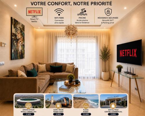 Très bel appartement bien situé Hayriad – khách sạn tại Hay Riad
