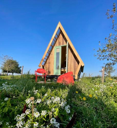 Charming cabin Avondgloed in farmer's orchard in Hem