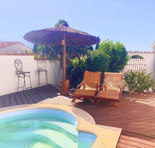 chambre privée climatisée cuisine d'été piscine vélo