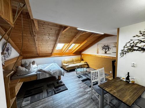 1 double bed, 3 bunk beds