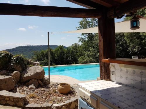 Large quiet stone house with pool in Saint-Andre-de-Bueges