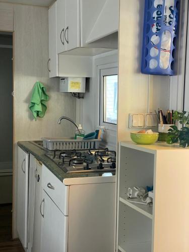 مطبخ, Mobil Home familiar cerca de la playa y surf en Capbreton in Rue des Biches