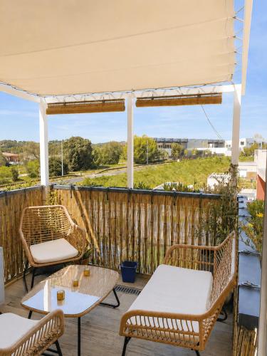 Eco-cocon tout confort - T2, 4P, entre mer et riviere, proche Montpellier in Saint-Georges-d'Orques