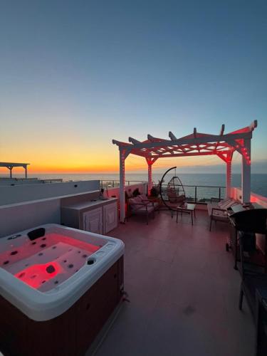 Hot tub, Luxury Cyprus Retreat with Rooftop Spa & Sea View at Northern Cyprus in Esentepe