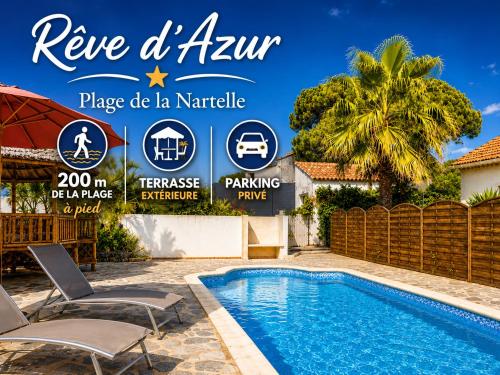 T3 de 35m2 - Plage de la Nartelle à 200m- piscine partagée -Parking - BBQ - 2 Chambres 2 Salle de bains pour un séjour calme & détente à quelques pas de la plage- Check-in 20h maximum