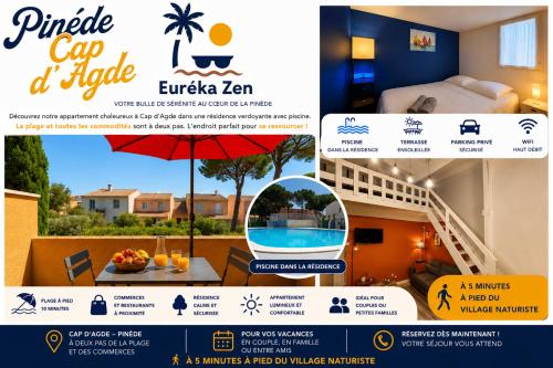 Résidence Eureka-clim-parking-Wifi-piscine-Proche village natu