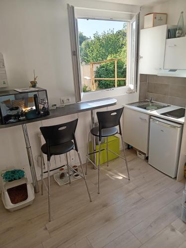 studio refait à neuf avec jardin partagé