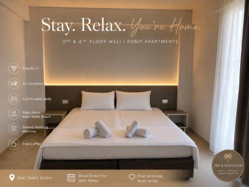 客室内ベッド, 3rd & 4th Floor Mali i Robit Apartments in ゴーレム
