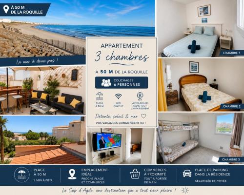 Grand appartement avec terrasse à 50m de la plage