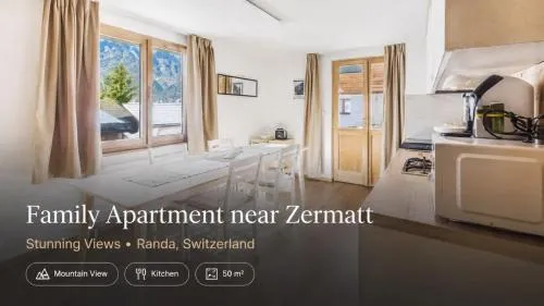 Family Apartment near Zermatt with Stunning Views in Randa, Schweiz