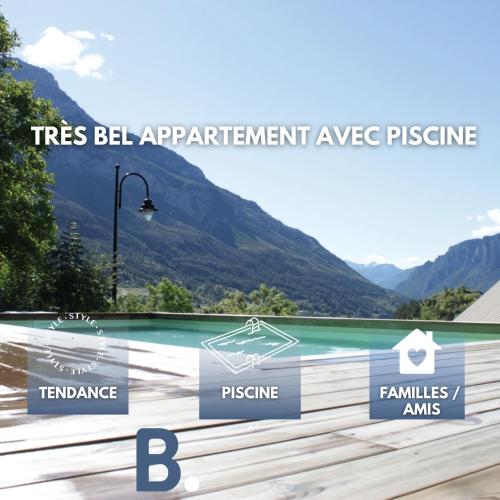 Très bel appartement, Parc national des Écrins, piscine et terrasse