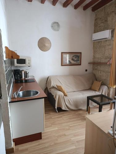 estudio muy centrico alicante , casco antiguo ,habitacion, salon comedor,pequeña cocina,baño ,balcon,air cond,