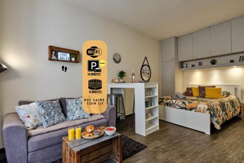 Studio Cosy Abondance au Coeur du Centre Historique -Wifi-Coin chambre