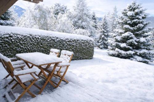 Apartment with garden on the snow front