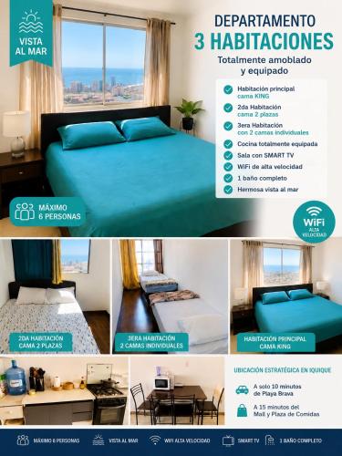 Departamento vista mar 3H 1B IQUIQUE