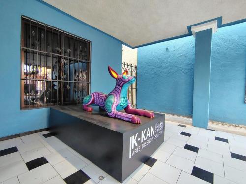 Calli Tochtli Dreaming Among Alebrijes in Sta Lucia