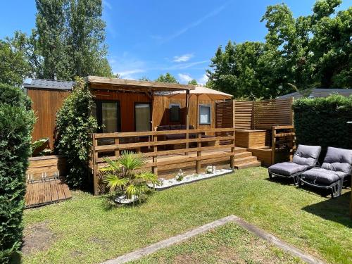 Mobil home 6 personnes climatisé camping 5 étoiles Biscarosse Lac