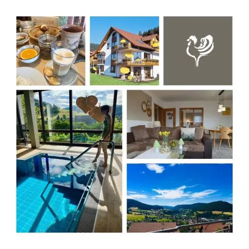 Goldener Hahn Residence Ferienwohnungen mit Infrarot Sauna, Panorama Aussicht & Pool, Frühstücksservice im Aparthotel in Baiersbronn, Deutschland