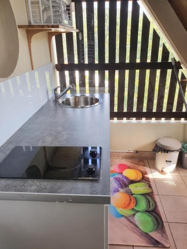 ห้องครัว, Studio confortable vue jardin au Diamant, 25 m² in เลอ ยามัน