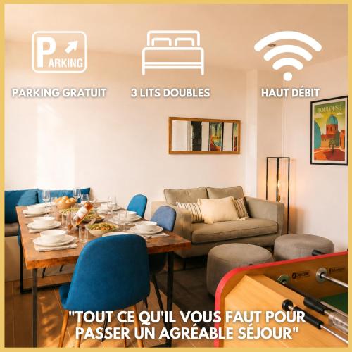T4 Pro Groupes - Parking - 6 Pers - Babyfoot - Colomiers
