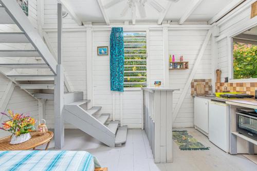 ห้องครัว, Appartement charmant au Carbet avec vue sur la mer - 50 m² in เลอการ์เบ