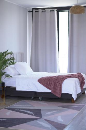 Modern and cozy apartment with a queen size bed