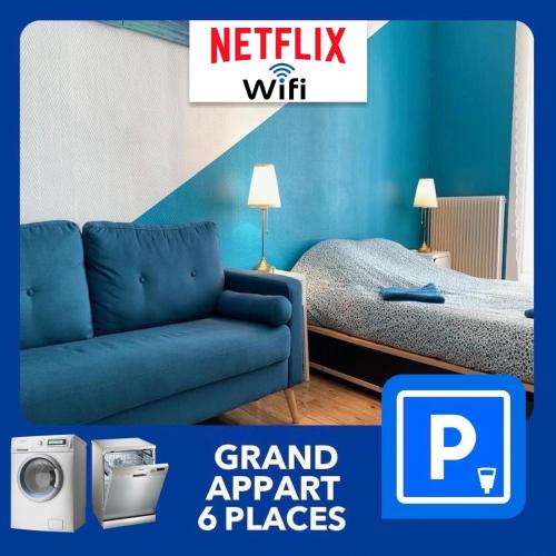 020 CHIC & COSY GRAND APPART 57m2 HYPERCENTRE WIFI SMART TV NETFLIX