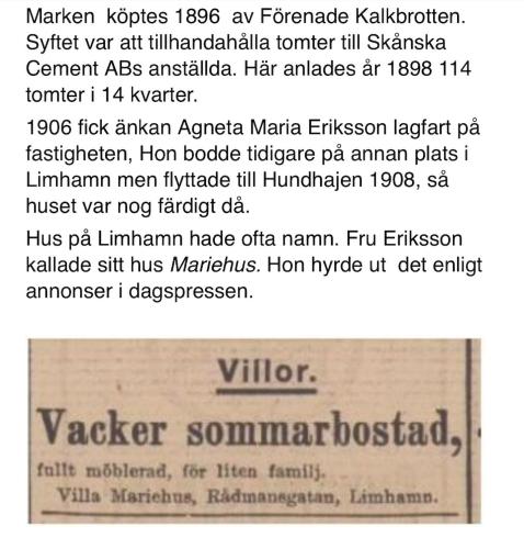 Mariehus 1906 Limhamn Sibbarp in 림함