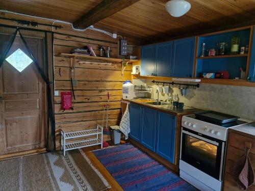 virtuve, Log home in the woods in Skaulo