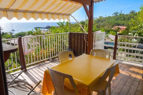 Балкон, Bungalow enchanteur a Bouillante avec vue sur la mer in Буіланте