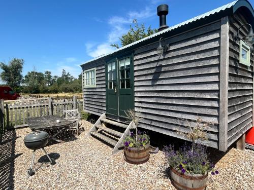 Exterior view of Astwell Mill Luxury Shepherds Hut