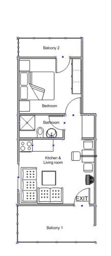 1 queen bed, 1 sofa bed