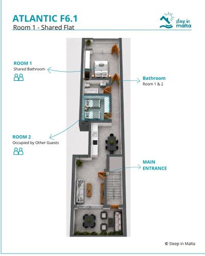 F6 Room 1, Private Room one small double bed shared bathroom in shared Flat 2
